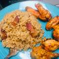 El cooksnap de Jehyris N. Rodriguez cuando hizo Arroz con cebolla y tocineta (bacon - tocino).