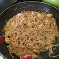 El cooksnap de Laura Leiva cuando hizo Spaghetti con pollo y champiñones.