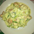 El cooksnap de Tania cuando hizo Tallarines de zapallito italiano con camarones.