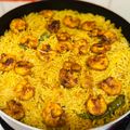 Travel with Hena 's cooksnap of when they made Spicy Shrimp Machboos.