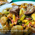 El cooksnap de Mònica Vies cuando hizo Salteado de alcachofas con ajos tiernos, bacon y foie.