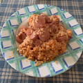 El cooksnap de Laura cuando hizo Arroz con bacon y salchichas.