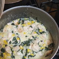 El cooksnap de Yazmin Guerra Leyva cuando hizo Pollo en crema con espinacas y elote.