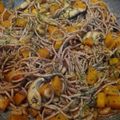 El cooksnap de Maurice Colmener cuando hizo Pasta otoñal. Calabaza, setas y gambitas.