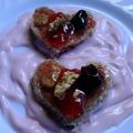 El cooksnap de graciela martinez IG @gramar09ok ☺💗 cuando hizo CORAZONES De Linaza sobre Yogurt de Melocotones...!.