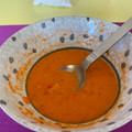 El cooksnap de Laura cuando hizo Crema de pimientos asados con picatostes.