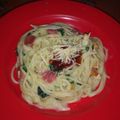Cooksnap dari Nanagojis untuk resep Spinach Fusilli Pasta Saus Carbonara
