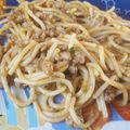 El cooksnap de Carla Olmeza cuando hizo Espagueti con carne molida de res.