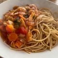 El cooksnap de Pilar cuando hizo Spaghetti con estofado de pollo.