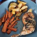 Attiláné Varga Cooksnap-ja, amikor elkészítette a(z) Fűszervajjal töltött csirkecomb, 🍗 krumpli és répa ágyon 👌 receptet.