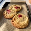 Becca Morrell's cooksnap of when they made White chocolate and raspberry cookies.