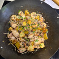 El cooksnap de David cuando hizo Salteado de patatas con calamar, langostinos y gulas al ajillo.