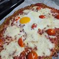 El cooksnap de Ana cuando hizo Pizza de coliflor con pesto de espinacas estilo caprese.