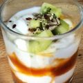 El cooksnap de Mabi cuando hizo Vasitos de crema de queso skyr con mermelada de tomate casera y kiwi.