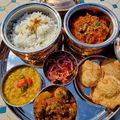 Foodiegeektrish's cooksnap of when they made Gujarati Thali special 🍅🥕🥔🥥.