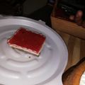 Lerato Tsotetsi's cooksnap of when they made Vanilla Cheesecake with Strawberry Purée Topping.