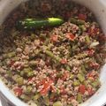 El cooksnap de Xitlali Olguín cuando hizo Carne Molida con ejotes a la mexicana.