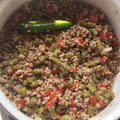 El cooksnap de Xitlali Olguín cuando hizo Carne Molida con ejotes a la mexicana.