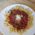 El cooksnap de aloka cuando hizo Macarrones boloñesa arrabiata mediterráneos.