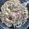 El cooksnap de Juliet cuando hizo Spaguetti a la carbonara con champignons.
