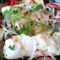 El cooksnap de Carmeta cuando hizo Pescado al ajo y orégano en cama de patatas con sorpresa.