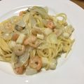 El cooksnap de Maiko Kamata cuando hizo Spaguettis en mantequilla con camarones.