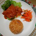 Cooksnap Nor Azlina semasa beliau membuat Nasi Tomato, Ayam Masak Merah Dan Air Asam Kerisik.