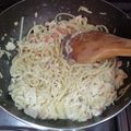 El cooksnap de Carolina Torres López cuando hizo Espaguetis con Pollo y Crema de Leche.