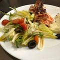 El cooksnap de Brillith Toloza cuando hizo Ensalada de Rúcula, lechuga, tomate, queso y aceitunas negras.