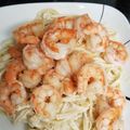 El cooksnap de Gloria Emma cuando hizo Espaguetis con camarones en salsa Alfredo.