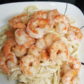 El cooksnap de Gloria Emma cuando hizo Espaguetis con camarones en salsa Alfredo.