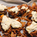 evagelia veneti's cooksnap of when they made Παπουτσάκια γλυκοπατάτας με σάλτσα τυρί κρέμα με δυόσμο και lime.