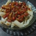El cooksnap de Leo cuando hizo Fideos mostacholes con salsa roja.