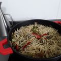 El cooksnap de Sonia cuando hizo Espaguetis con verduras y gulas al ajillo.