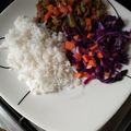 El cooksnap de Lau! cuando hizo Carne desmechada (desmenuzada, ropa vieja), ensalada y arroz.
