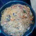 El cooksnap de Trini cuando hizo Espaghetti salteados con marisco.