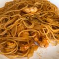El cooksnap de Elena cuando hizo Pasta con gambas.