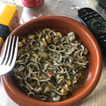 El cooksnap de Clara cuando hizo Cazuela de gulas con gambas y almejas al ajillo.