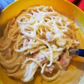 El cooksnap de Martha Frutos cuando hizo Fideos con salsa carbonara a mi estilo.