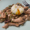 El cooksnap de jose manuel cuando hizo Habitas a la menta con calamar y huevo poché.