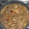 El cooksnap de Elena Gianni cuando hizo Arroz integral caldoso con conejo,  alcachofas y hierbas.