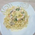 El cooksnap de maria belen farfan muentes cuando hizo Tallarines con salsa de camarones.