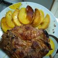 El cooksnap de Yaqueline Mansilla cuando hizo Chuletas de cerdo con manzanas flambeadas.