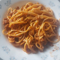 El cooksnap de ANA cuando hizo Spaguetis con carne y queso parmesano.