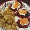 ilerchik's cooksnap of when they made Smoked Salmon with Beetroot Parsnip Rosti.