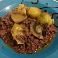 El cooksnap de Fathy Padilla cuando hizo Coles de bruselas con carne molida.
