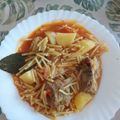 El cooksnap de Alvaro Comesaña cuando hizo Caldillo de fideos gordos con pollo y patata.