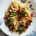 El cooksnap de Josemasa cuando hizo Arroz integral, con champiñones y virutas de jamón.