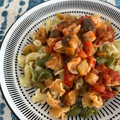 El cooksnap de Jose Navarro cuando hizo Pasta con pollo y berenjena.