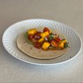 El cooksnap de lusalcidos cuando hizo Tacos de langostinos marinados y pico de gallo con mango.